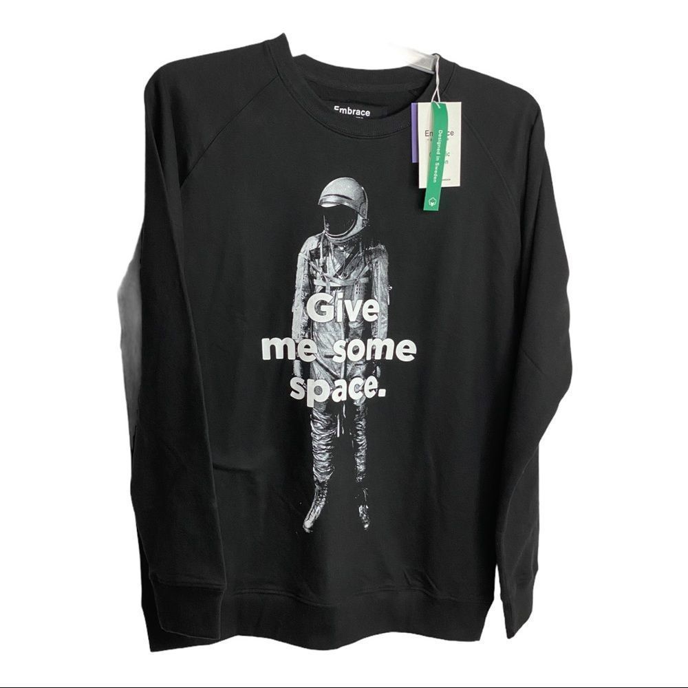 Embrace Sweatshirt Black 100%Cotton Organic Sz L Mens New